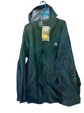 Carhartt Dark Green Hooded Rain Jacket Waterproof 3XL Tall
